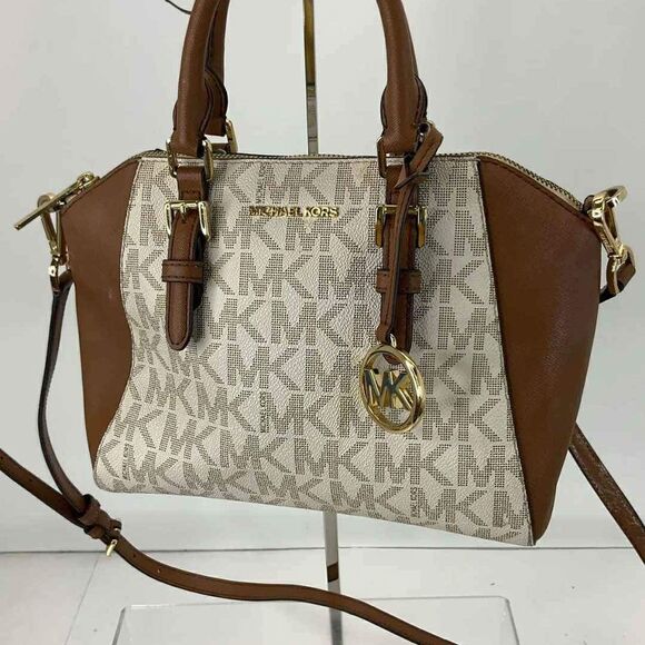 Michael Kors Designer Brown Leather Zip Crossbody Bag Purse Handbag - Picture 1 of 3